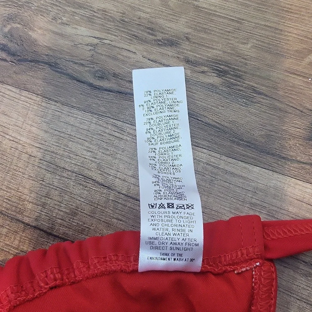 ASOS Black Red Strappy Hook & Eye Triangle Bikini Top & Back Seam String Bottom - Picture 6 of 14